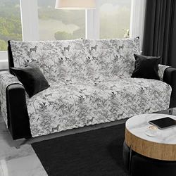 PETTI ARTIGIANI ITALIANI - Fundas Sofa, Funda Sofa 3 Plaza, Funda de Sofa Reversible, Cubre Sofas, Funda de Sofa y Funda de Sillon, 100% Made in Italy, Flores Grises