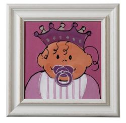 Nicolientje - Quadretto dipinto a mano con cornice in legno, 43,5 x 43,5 cm, colore: Rosa