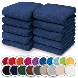 NatureMark Set van 10 washandjes | 100% katoen | badstof washandjes | afmetingen 30 x 30 cm | badstof handdoeken in verpakking van 10 stuks, kleur: marineblauw