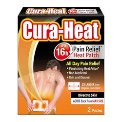 Cura-Heat Back Pain MAX size Direct-to-Skin 2 patches
