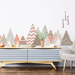 Pegatinas de pared – Decoración de dormitorio – Adhesivo de pared gigante Montañas escandinavas Roncador – 40 x 60 cm