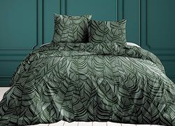 Parure 3 pièces : HC 260x240 cm + 2 Taies 63x63 cm Feuillé