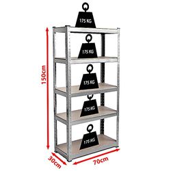 Shelving Unit with 5 Shelves Home Vida, without Studs – Industrial Bearings, Compartments, Steel, Electroplated Tall Shelving Unit
