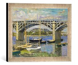 Kunst für Alle 'Image encadrée de Claude Monet Pont de Seine à Argenteuil Impression d'art dans Le Cadre de Haute qualité Photos Fait Main, 40 x 30 cm, Argent, Raya