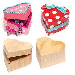 Baker Ross Boite en bois en forme de cœur- A personnaliser, pour la fête des mères ou St Valentin