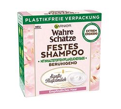 Garnier Shampoo solido latte d'avena delicato con latte d'avena lenitivo, per capelli sensibili, formula biodegradabile, vegana, veri tesori, 1 pezzo