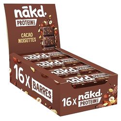 Nākd. Protein Cacao Noisette | Barres Protéinées | 7g de Protéines Végétales | 100% d'Ingrédients Naturels | Sans Sucres Ajoutés | Vegan | 16 x 45g | 720g