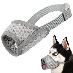 Museruola per cani, in rete traspirante, per cani da XXS a XXL, Chihuahua, Beagle e Golden Retriever, museruola regolabile per mordere e masticare, permette ansimare e bere (grigio, L)