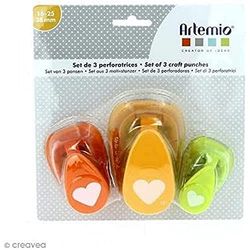 Artemio Fiore Set di 3 perforatrices, Metallo, Multicolore, 19 x 6 x 16 cm
