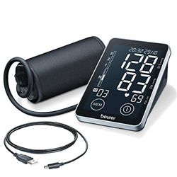 Beurer BM 58 Tensiómetro de brazo con interfaz USB, dos memorias de usuario para 60 lecturas cada una, con detección de arritmias e indicador de riesgo, para circunferencias de brazo de 22-30 cm