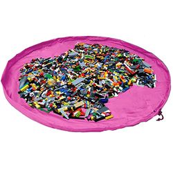 JJ PRIME - Sac Rangement Jouet Enfant | Grande Meuble Rangement Jouet Bebe | Tapis Enfant Pliable Tapis De Jeux Enfant | Tapis Jeu Enfant - Nettoyage Rapide Rangement Jeux Enfant, 150cm (Rose)