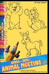 Coloring Page - "simple + cute: ANIMAL meeting" 01: lovely coloring scenes at beginner level