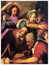 ArtPlaza Rembrandt-Christ Driving Money Changers van The Temple decoratiespaanel, MDF, meerkleurig, 60 x 80 cm