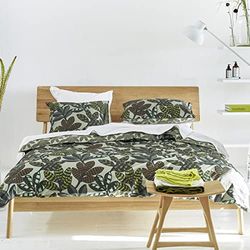 Printed Cotton Percale Flat Sheet, 240 cm x 300 cm, Ochre Shade