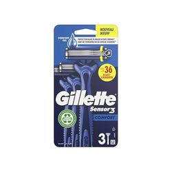 Gillette Sensor3 Comfort, Afeitadoras Desechables para Hombre, Juego de 3 Afeitadoras Desechables