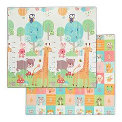 Relaxdays Tapis de Jeu Pliable, Motifs Animaux, sans substances nocives, Lavable, Mousse XPE, 195 x 175 cm, Multicolore