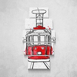 HOMEMANIA Quadro Tram - 5 Pezzi - Arte E Graffiti - per Soggiorno, Camera - Multicolore in Poliestere, Legno, 100 x 3 x 60 cm