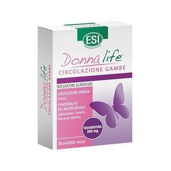 ESI - Donna Life Circolazione Gambe Retard, Integratore Alimentare Rilascio Prolungato con Rutina, Favorisce la Funzionalità del Microcircolo negli Arti Inferiori, Senza Glutine e Vegano, 30 Ovalette
