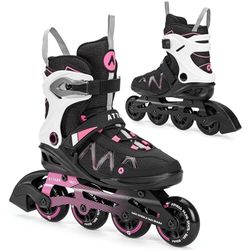 ATTABO Pattini in linea da Donna Bliss 40 EU Comfort e sicurezza Guscio semirigido in alluminio Skid Ruote in PU da 80 mm Cuscinetti ABEC-7 Regolabili per una migliore vestibilità Colore Rosa