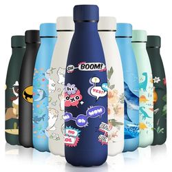 HoneyHolly Stainless Steel Water Bottle, 500 ml, BPA-Free, Thermos Flask, 18/8 Stainless Steel, Children's Water Bottle, Double-Walled Vacuum Insulated, Thermos Flask for School, Outdoor, Camping,