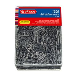 Herlitz 10411007 kantoor-akteklemmen 26 mm verzinkt, 1200 transparante box