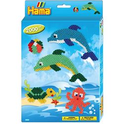 Hama 3435 - Set di Perline da Stirare, Motivo: Delfini, ca. 2000 pz., incl. tavolette e Accessori