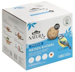 Dehner Natura Premium albóndigas de Grasa para pájaros sin Red, ricas en proteínas/energía, para Aves Silvestres Todo el año, 100 Piezas de 90g (9kg), Caja certificada FSC
