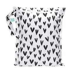 Bumkins Wetbag, wasbaar, herbruikbaar voor reizen, strand, zwembad, kinderwagen, luiers, vuile gymkleding, natte badpakken, toiletartikelen, 30 x 35 cm, Wit Hartjes