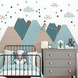Pegatinas de pared para niños, decoración del dormitorio del bebé, pegatinas de pared para niños, pegatinas de pared escandinavas, gigantes de montaña escandinavas, Vika, 60 x 90 cm