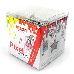 Pixel P90033-63501 Kit de bricolage amusant 16 pour enfants, système d'assemblage simple avec des petites pierres en bioplastique pour créer 4 porte-clés (médaillons), sans repassage ni collage