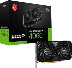 MSI Gaming - Tarjeta gráfica GeForce RTX 4060, 8 GB GDRR6, 128-bit, HDMI/DP, NVLink, con Ventilador Torx 4.0, Tarjeta gráfica con Arquitectura Ada Lovelace (RTX 4060 Ventus 2X Color Negro 8G OC)