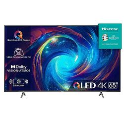 Hisense 65" QLED 4K 2023 65E77KQ PRO, Smart TV VIDAA U7, Dolby Vision IQ, HDR 10+ Adaptive, 144Hz Game Mode PRO, Alexa Built-in, VIDAA Voice, Tuner DVB-T2/S2 HEVC 10, lativù 4K