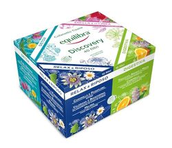 Equilibra Integratori Alimentari Tisane, Cofanetto Tisane e Infusi Discovery, 100% Ingredienti Funzionali, Selezione di 4 Diverse Tisane, Materiali 100% Riciclabili, Box Regalo, 40 Filtri