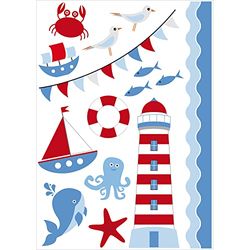 PLAGE Deko väggdekal martime Leuchtturm – barn 48 x 68 cm, vinyl, färgglad, 68 x 0,1 x 47,7 cm