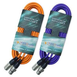 keepdrum mc001xx-6m - Cavo microfono XLR a 3 poli, 6 m, colore arancione, viola, 2 pezzi