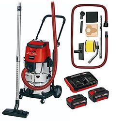 Einhell Aspirador a batería - TE-VC 36/30 Li S Power X-Change - iones de litio, 36 V, ECO/BOOST, depósito de 30 l, manguera incluida, con kit de iniciación de 2 baterías de 3Ah y cargador doble