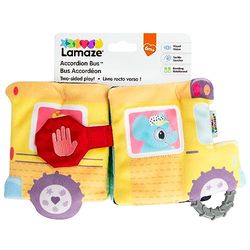 Livre accordéon bus LAMAZE. Livres souples pour bébés, jouets d'éveil sensoriel avec images, anneau de dentition, éléments qui couinent, miroir, dès 6 mois, cadeaux pour garçons et filles