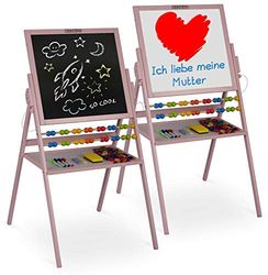 Lavagna da gioco per bambini, lavagna bianca magnetica e lavagna da pittura per bambini, cavalletto in legno Ricokids (rosa)