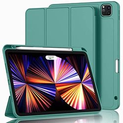 Funda para iPad Pro de 11 Pulgadas, a Prueba de Golpes, iPad 2022/2021/2020/2018 Generación Slim Case con Soporte para bolígrafo, Despertar y Dormir automáticamente, Funda Triple Plegable, Verde