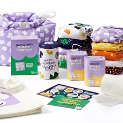 Bambino Mio, Reusable Nappy Set - The Little Rebel Bundle, 10 x Nappies, Liners, Wet Bag and Cleanser (Brave)