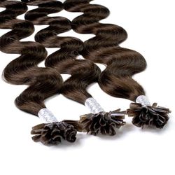 hair2heart Fusion U-TIP Keratin Bond Extensions | 100% real human hair extensions | 25 strands | wavy hair | 6/3, Dark Blonde Gold | 0.5 grams per strand | 16 inch