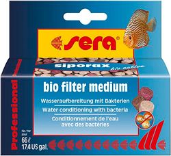 Sera siporax bio active de nieuwe manier van waterzuivering, vermindert al na 24 uur ammonium, nitriet en nitraat & is een zelfreinigend high-performance filtermedium (tabelvorm), 35g für 66 Ltr.