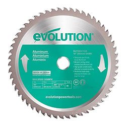 Evolution Power Tools A255TCT-80MS - Lame de scie de 255 mm pour la coupe d’aluminium - Produit quasiment pas de chaleur, d’ébarbures ni d’étincelles