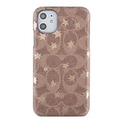Coach Custodia sottile avvolgente per iPhone 11 - Signature C Khaki/stelle dorate