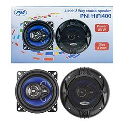 Koaxial bilhögtalare PNI HIFI400, 80W, 4 Ohm, 10 cm, 3-vägs, Injektionskärna med diameter 100 mm, set med 2 delar