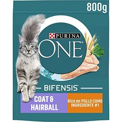 Purina ONE Bifensis kattenvoer volwassen vacht en haarballen met kip en granen, 8 zakjes à 800 g