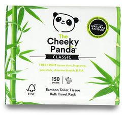 The Cheeky Panda - Papel higiénico de viagem de bambu, pacote de 150 folhas (2 camadas), hipoalergénico, ecológico, super macio, forte e sustentável