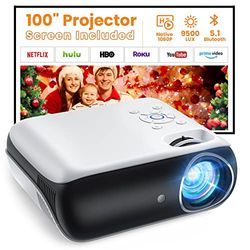 Proiettore, Full HD 1080P 9500 Lumen Proiettore compatibile con smartphone/laptop/TV Stick/PS5/Xbox