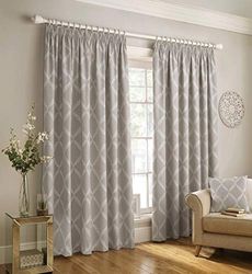 Paoletti Contemporary Olivia Pencil Pleat Curtains, Grey, 229 x 229 cm