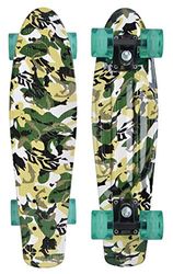 Schildkröt Skateboard Vintage Rétro Free Spirit, Planche à roulettes Cool et performante, Roues Lumineuses LED, Design: Camouflage, 510781 Jeunesse Unisexe, Taille unique